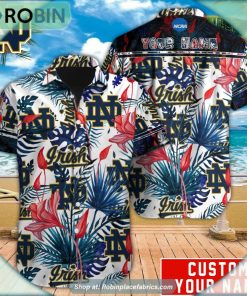 Notre Dame Fighting Irish Tropical Design Hawaiian Shirt Notre Dame Fighting Irish Tropical Design Hawaiian Shirt