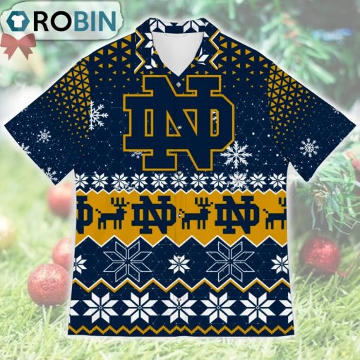 Notre Dame Fighting Irish Ugly Christmas Design Short Sleeve Shirt