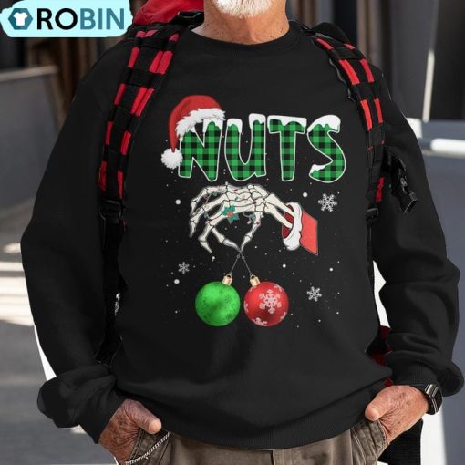 Nuts Chest Christmas Chestnuts Xmas Couple Matching Costume Ugly Christmas Sweatshirt