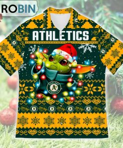 Oakland Athletics Baby Yoda Star Wars Ugly Christmas Design Short Sleeve Shirt Oakland Athletics Baby Yoda Star Wars Ugly Christmas Design Short Sleeve Shirt