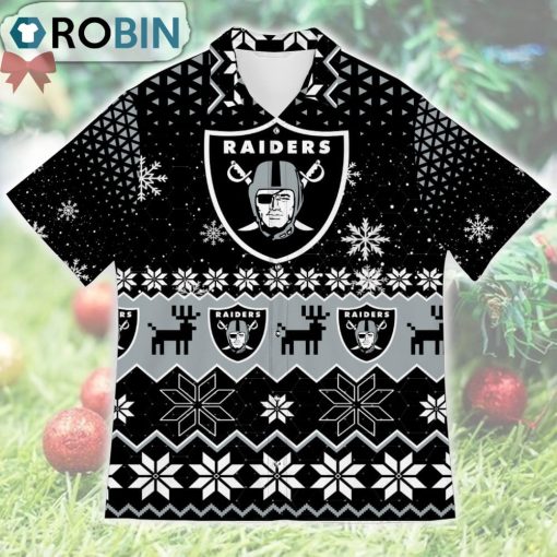 Oakland Raiders Ugly Christmas Design Short Sleeve Shirt