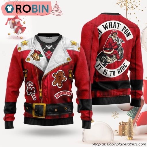 Oh What Fun It Is To Ride Biker Ugly Christmas Sweater