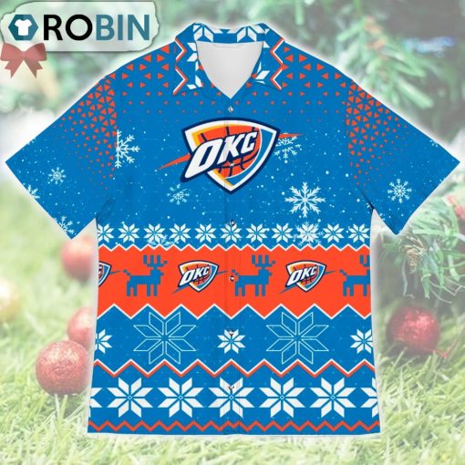 Oklahoma City Thunder Ugly Christmas Design Short Sleeve Shirt