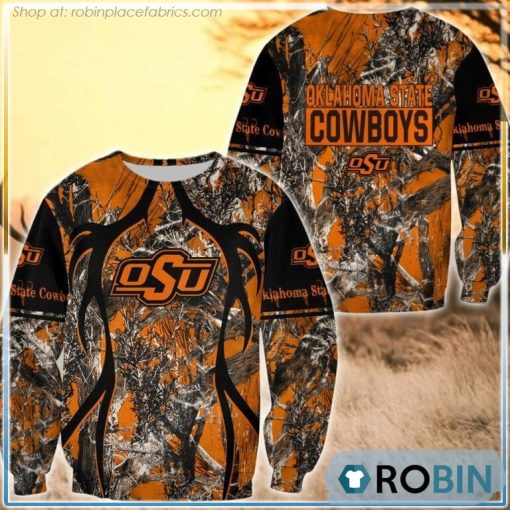 Oklahoma State Cowboys Hunting Pattern All Over Print Sweatshirt