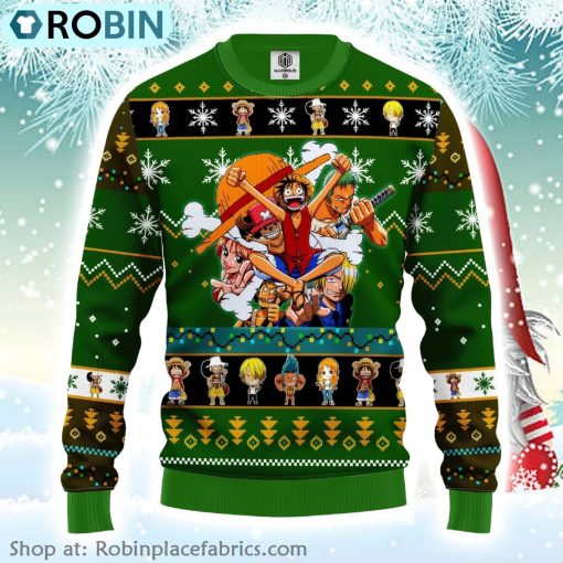 One Piece Anime Gifts Straw Hat Team Ugly Christmas Sweater