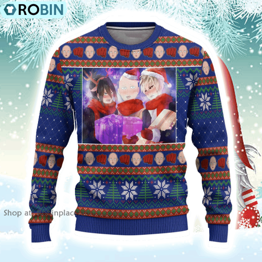 One Punch Man Anime Christmas 10 One Punch Man Anime Gift Fan Ugly Sweater