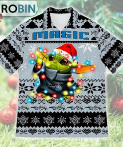 Orlando Magic Baby Yoda Star Wars Ugly Christmas Design Short Sleeve Shirt