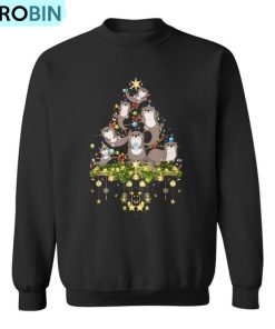 Otters Christmas Tree Lights Holiday Otter Xmas Ugly Christmas Sweatshirt