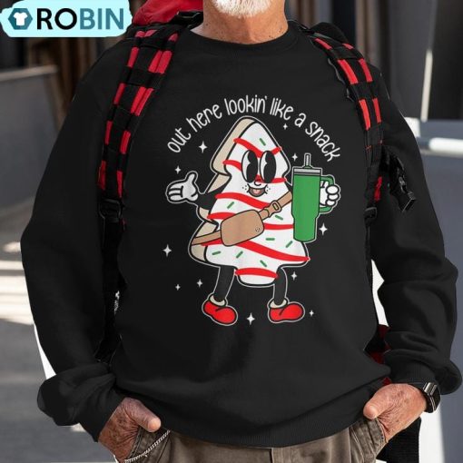 Out Here Looking Like A Snack Cute Boo Jee Christmas Trees Ugly Christmas Sweatshirt