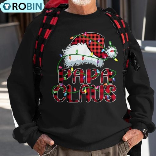 Papa Claus Christmas Lights Pajama Family Matching Ugly Christmas Sweatshirt