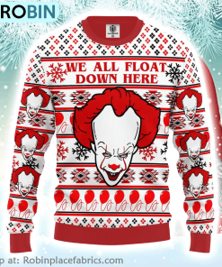 Pennywise It Horror Movie Gifts We All Float Down Here Ugly Christmas Sweater