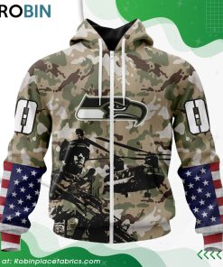 Personalized NFL Seattle Seahawks Salute To Service Design Hoodie Personalized NFL Seattle Seahawks Salute To Service Design Hoodie