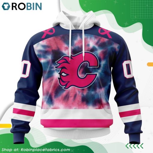 Personalized NHL Calgary Flames Pink Fight Breast Cancer Hoodie