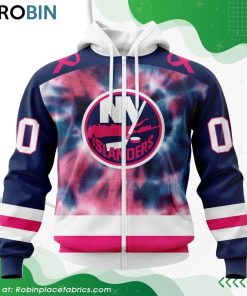 Personalized NHL New York Islanders Pink Fight Breast Cancer Hoodie