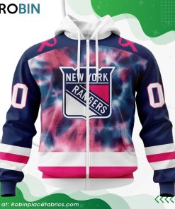Personalized NHL New York Rangers Pink Fight Breast Cancer Hoodie