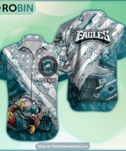 Philadelphia Eagles Mascot American Flag NFL Hawaiian Shirt Philadelphia Eagles Mascot American Flag NFL Hawaiian Shirt
