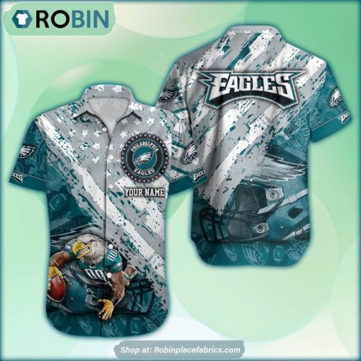 Philadelphia Eagles Mascot American Flag NFL Hawaiian Shirt