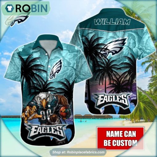 Philadelphia Eagles Mascot Palm NFL Hawaiian Shirt