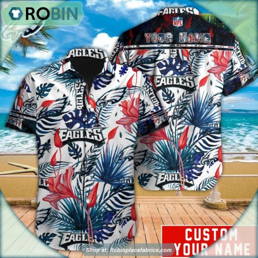 Philadelphia Eagles Tropical Leaf Pattern Hawaiian Shirt