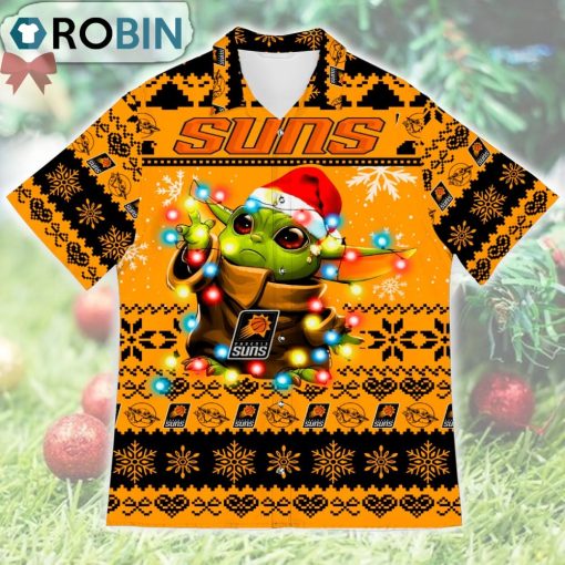Phoenix Suns Baby Yoda Star Wars Ugly Christmas Design Short Sleeve Shirt