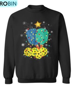 Pickleball Christmas Santa Pickleball X Mas Lights Ugly Christmas Sweatshirt