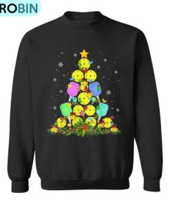 Pickleball Christmas Tree Santa Pickleball X-Mas Lights Ugly Christmas Sweatshirt