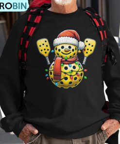 pickleball-snowman-santa-hat-lights-christmas-pickleball-ugly-christmas-sweatshirt-1