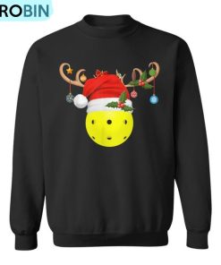 Pickleball Xmas Reindeer Santa Hat Pickleball Christmas Ugly Christmas Sweatshirt