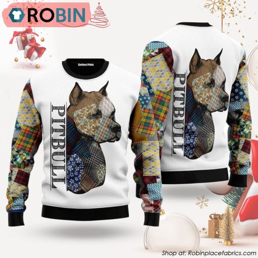 Pitbull Patchwork Seamless Ugly Christmas Sweater