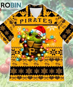 Pittsburgh Pirates Baby Yoda Star Wars Ugly Christmas Design Short Sleeve Shirt