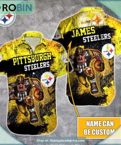 Pittsburgh Steelers Mascot 3D Printed Summer Hawaiian Shirt Pittsburgh Steelers Mascot 3D Printed Summer Hawaiian Shirt