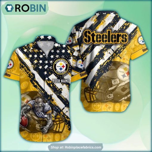 Pittsburgh Steelers Mascot American Flag NFL Hawaiian Shirt