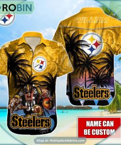 Pittsburgh Steelers Mascot Palm NFL Hawaiian Shirt Pittsburgh Steelers Mascot Palm NFL Hawaiian Shirt