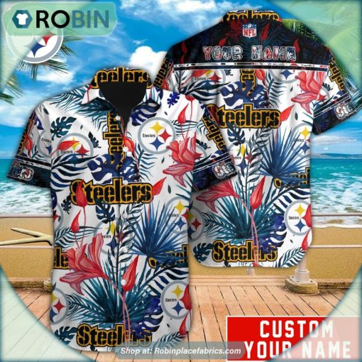 Pittsburgh Steelers Tropical Leaf Pattern Hawaiian Shirt
