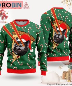 Pizza Cat With Laser Eyes Ugly Christmas Sweater