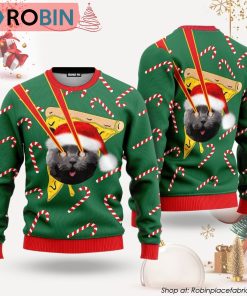 Pizza Cat With Laser Eyes Ugly Special Holiday Ugly Christmas Sweater