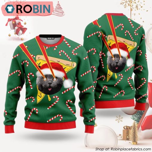 Pizza Cat With Laser Eyes Ugly Special Holiday Ugly Christmas Sweater