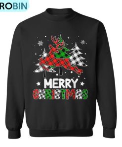 Plaid Merry Christmas Reindeer Tree Family Matching Pajamas Ugly Christmas Sweatshirt
