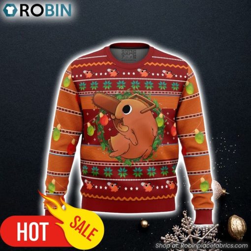 Pochita Chainsaw Man Ugly Christmas Sweater 3D For Men and Women