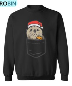 pocket-sea-otter-santa-cookie-cute-animal-christmas-pet-ugly-christmas-sweatshirt-2