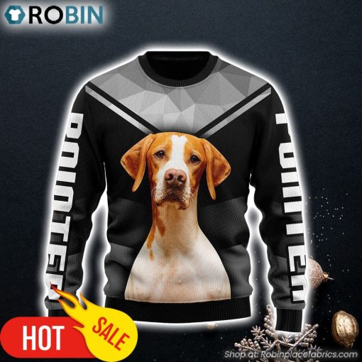 Pointer Dog Lover Ugly Christmas Holiday Sweater Xmas Gifts For Him or Her