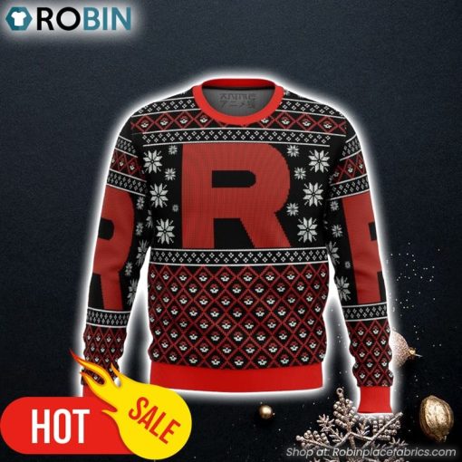Pokemon Team Rocket Red Black Ugly Christmas Sweater 3D For Men and Women