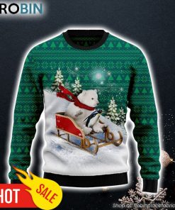 Polar Bear Sleigh Ugly Christmas Sweater Gift For Pet Lovers