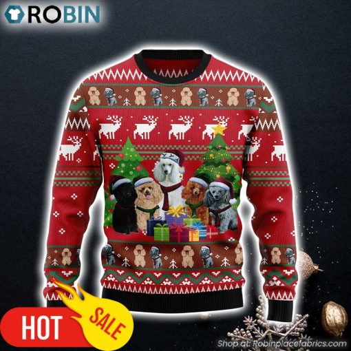 Poodle Family Snow Dog Lover Ugly Christmas Sweater Xmas Gifts For Him or Her