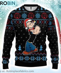 Popeye Strong To The Finish Ugly Christmas Sweater Popeye Strong To The Finish Ugly Christmas Sweater