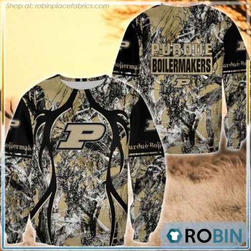Purdue Boilermakers Hunting Pattern All Over Print Sweatshirt