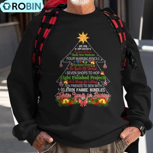 Quilting Christmas Tree One Long Arm Quilter Ugly Christmas Sweatshirt