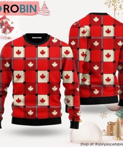 Red Maple Leaf Canada Day Ugly Christmas Sweater