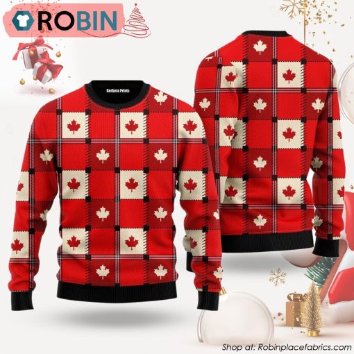 Red Maple Leaf Canada Day Ugly Christmas Sweater