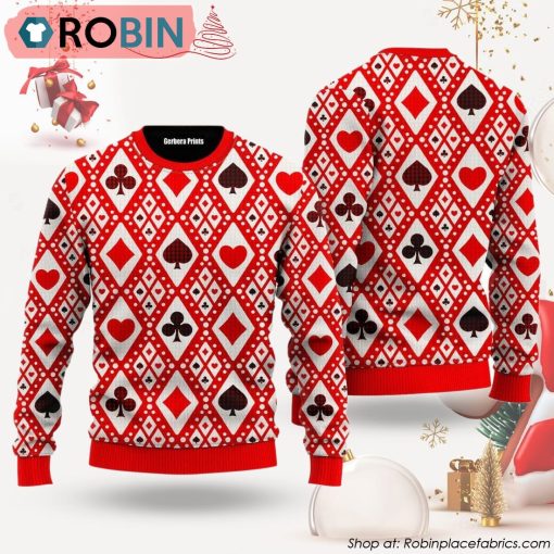 Red Seamless Playing For Xmas Pattern Ugly Christmas Sweater